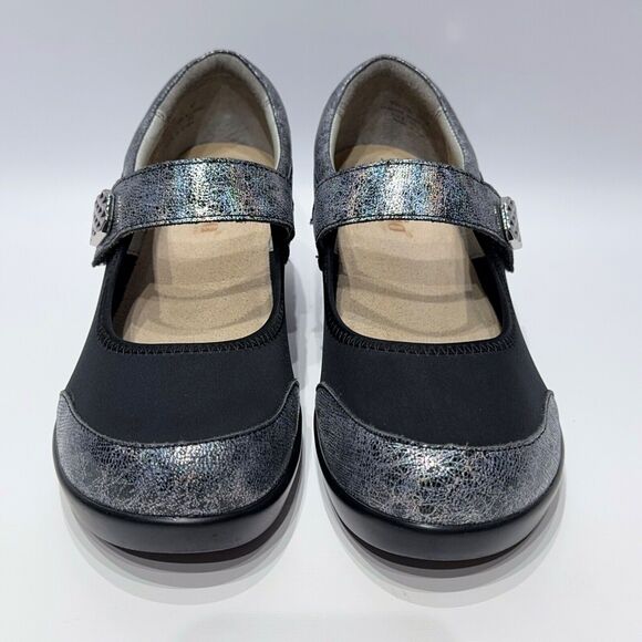 Alegria Women's Jan Mary Jane Wedge Silver Sparkle Leather ~ Size 10.5 (41EU) - Picture 4 of 14